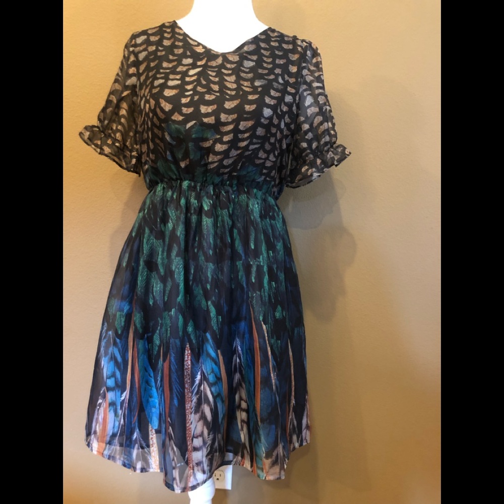 Wild Child dress butterfly top with feather hem
